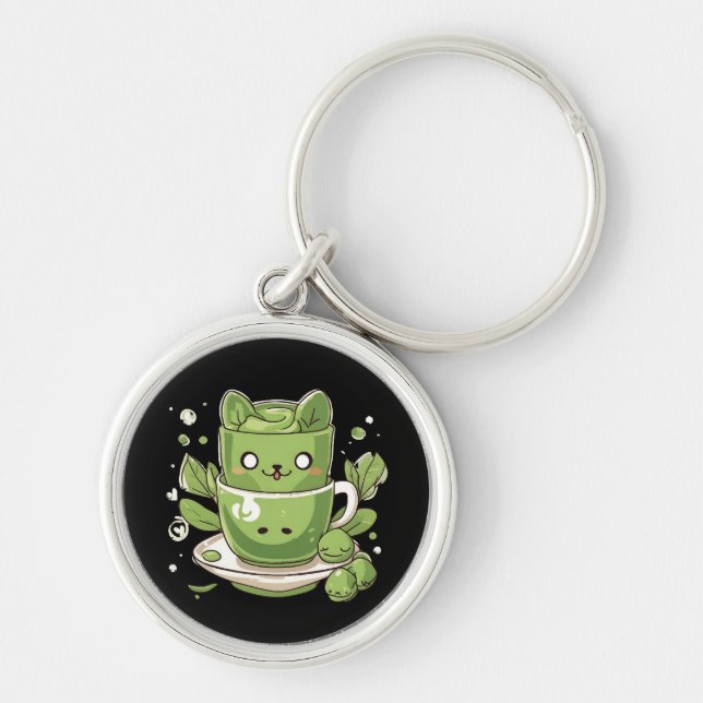 Matcha-grüner Tee Schlüsselanhänger (Vorne)