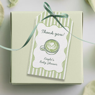 Matcha-Grüntee-Baby-Shower-Dankeschön Geschenkanhänger