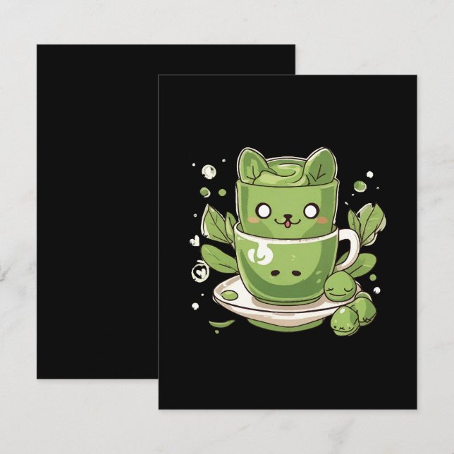 Matcha-Grüntee Begleitkarte (Vorne/Hinten)