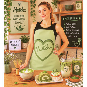 Matcha-Grüntee Groovy Y2k Herz  Schürze