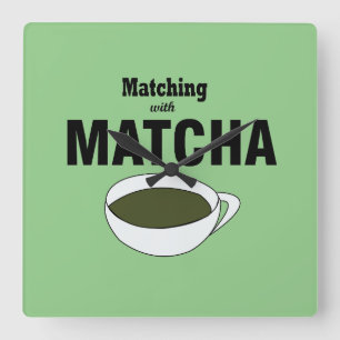 Matcha-Grüntee Quadratische Wanduhr
