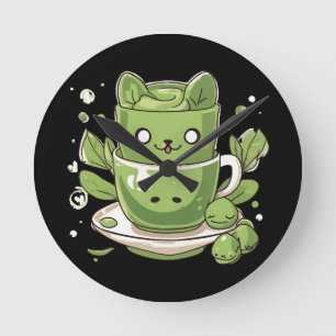 Matcha-Grüntee Runde Wanduhr