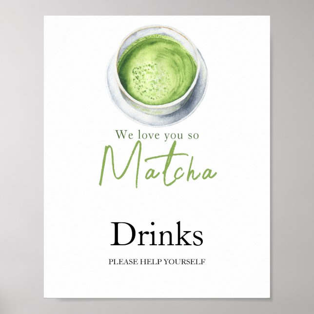 Matcha Latte Baby Dusche - Getränke Poster (Vorne)
