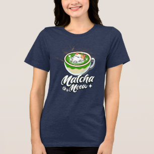 Matcha Latte & Cat Lovers Matcha Meow Tri-Blend Shirt
