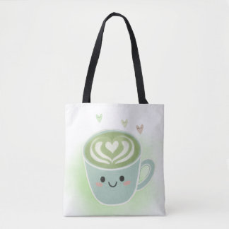 Matcha-Latte-Herz-Schulter-Tote-Tasche