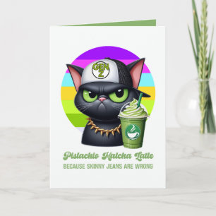 Matcha Latte Lustiger Gen Z Schwarze Katze Skinny Karte