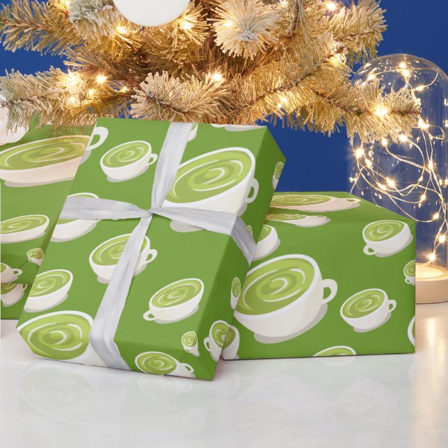 Matcha-Latte süßes Muster verliebt Geschenkpapier (Feiertage)