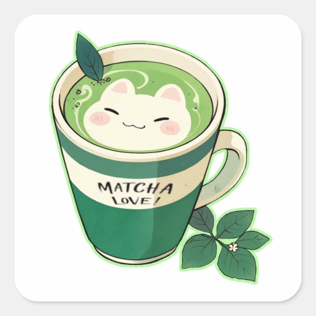 Matcha Liebe Cat Sticker (Vorderseite)