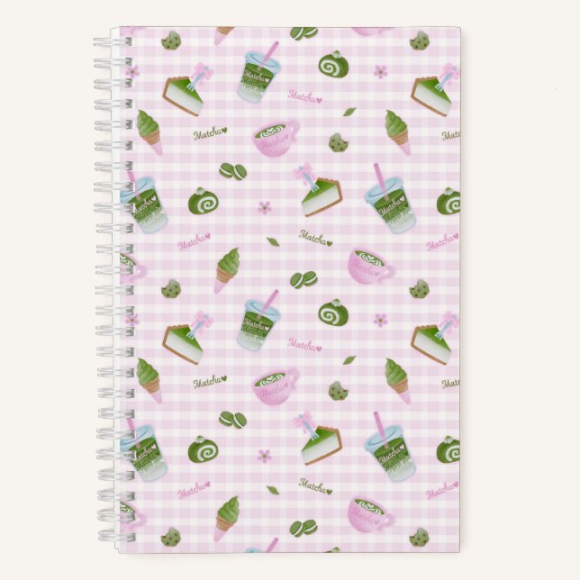 Matcha-Liebhaber Pink Notizbuch (Vorderseite)
