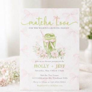 Matcha Love Baby Shower Einladung Grüner Tee