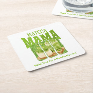 MATCHA MAMA Green Tee Glitzer Mama Gran Café Rechteckiger Pappuntersetzer