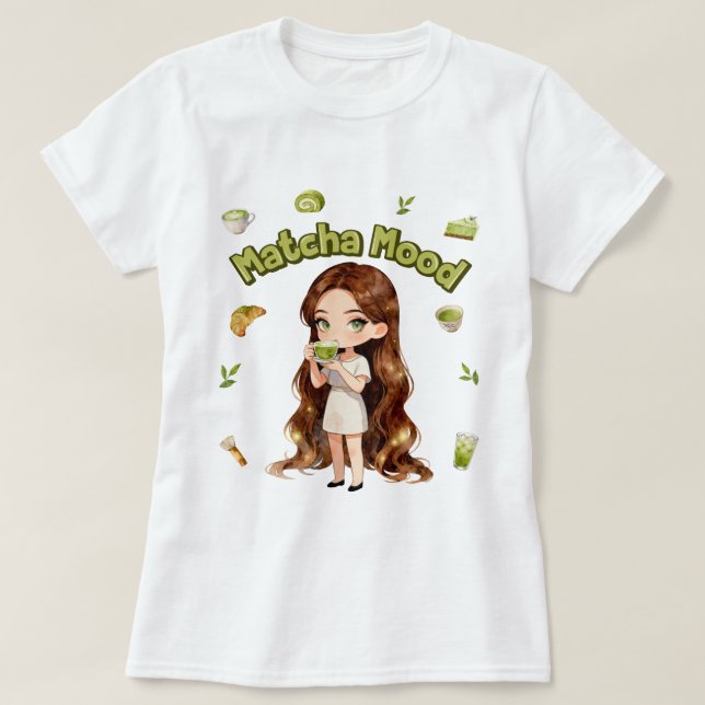 Matcha Mood Aesthetic Design Cute Green Tea Vibes T-Shirt (Design vorne)