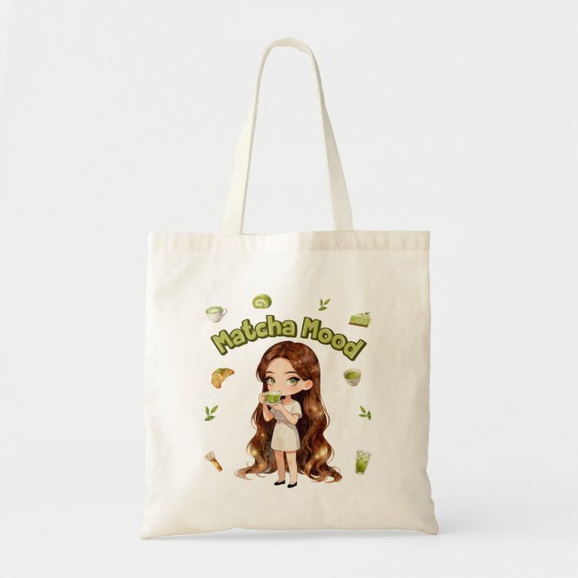 Matcha Mood Aesthetic Design Cute Green Tea Vibes Tragetasche (Vorne)