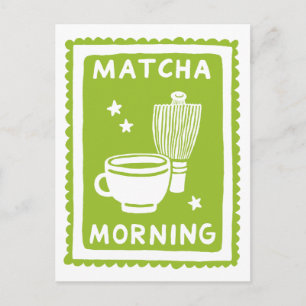 Matcha Morgen Grüner Tee Kulinarik Postkarte