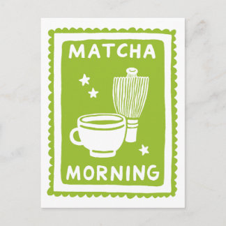 Matcha Morgen Grüner Tee Kulinarik Postkarte