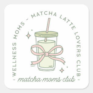 Matcha-Mütter-Club Wellness-Ästhetik Quadratischer Aufkleber