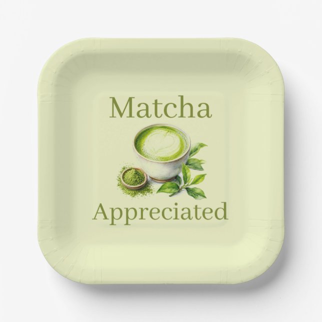 Matcha-Papierplatte Pappteller (Vorderseite)