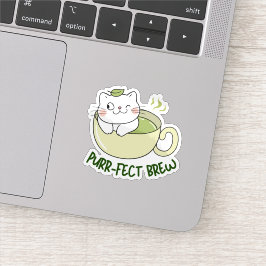 Matcha Purrfect Brew Katze Aufkleber