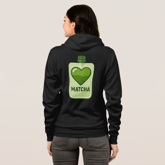 Matcha Serum Pouch mit Herzdesign Hoodie (Schwarz voll)