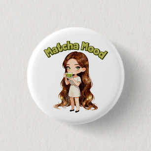 Matcha-Stimmung Ästhetisches Design Süße Grüntee-V Button