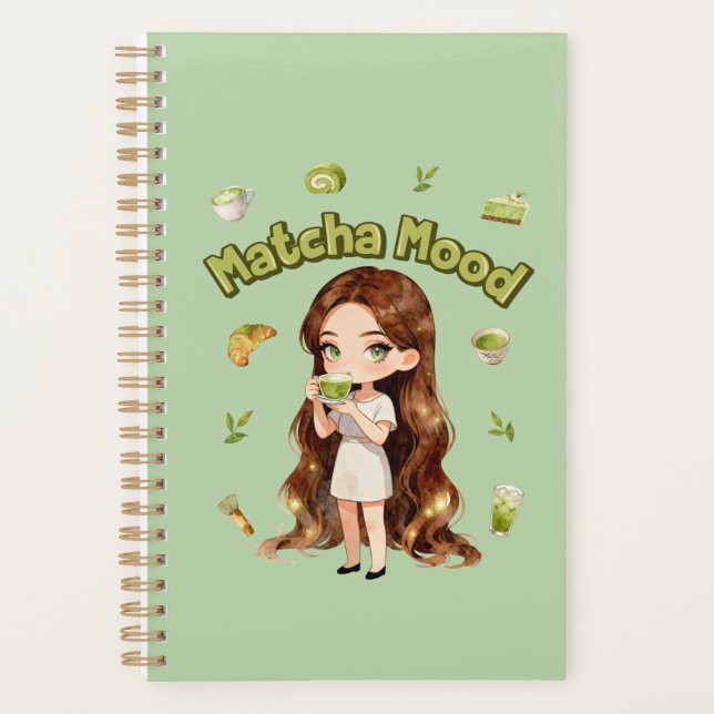 Matcha-Stimmung Ästhetisches Design Süße Grüntee-V Planer (Vorderseite)