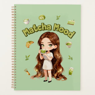 Matcha-Stimmung Ästhetisches Design Süße Grüntee-V Planer