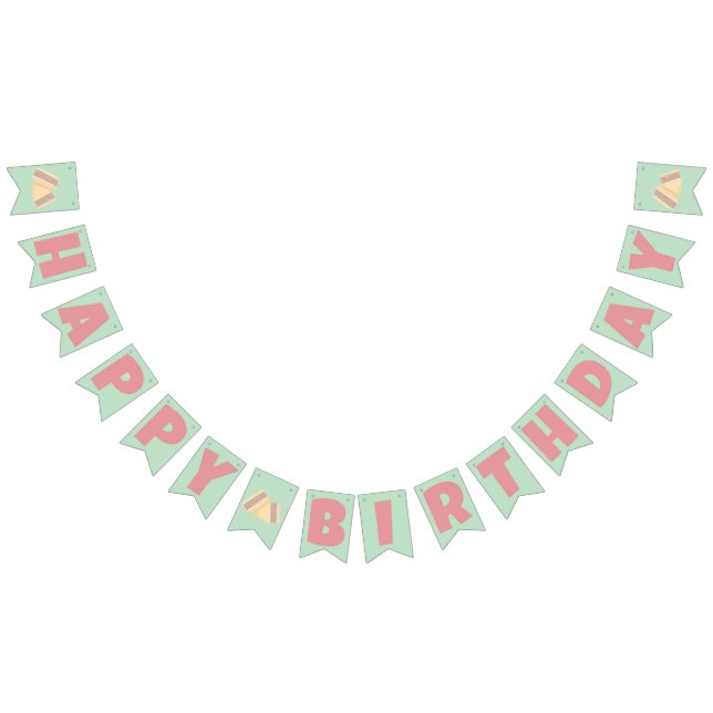 Matcha Strawberry Sandwich Happy Birthday Wimpelkette (Alle)