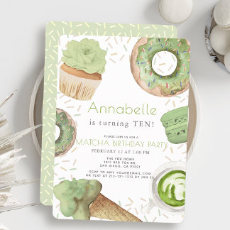 Matcha Süßigkeiten Green Tee Party Girl Birthday Einladung