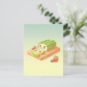 Matcha Swiss Roll: Iron T Grüner Tee Cake Art Ankündigungspostkarte