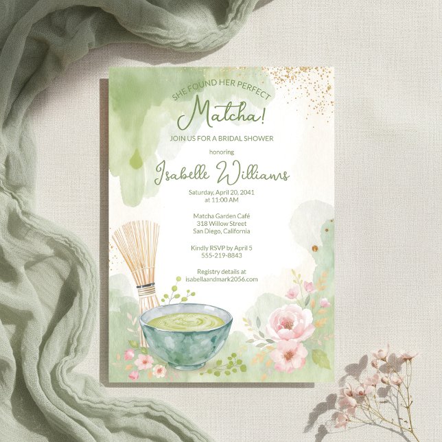 Matcha-Tea-Brautabschiedsparty Grüne Teeparty Einladung (Matcha Tea Bridal Shower Green Tea Party Invitation
)