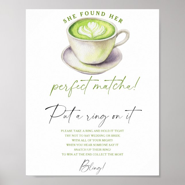 Matcha Tea Brautparty Setzen Sie einen Ring auf da Poster (Vorne)