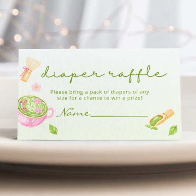 Matcha-Tee-Baby-Shower-Windel-Raffel Begleitkarte (Von Creator hochgeladen)
