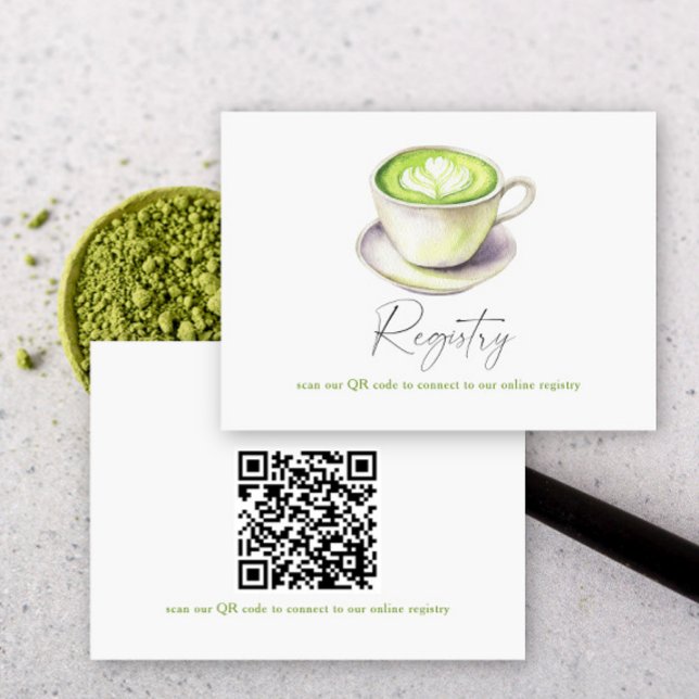 Matcha Tee Brautparty QR Code für Registrierung Begleitkarte (Von Creator hochgeladen)