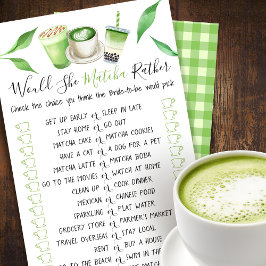 Matcha-Themen-Dusch-Brautparty-Spielkarte Flyer
