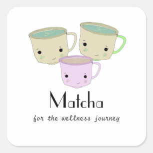 Matcha Wellness Journey Rundum-Aufkleber Quadratischer Aufkleber