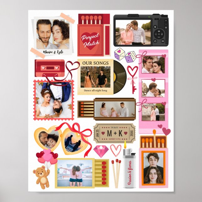 Matchbox Perfect Match Couple Retro Photo Collage Poster (Vorne)