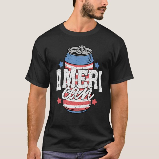 Matching Ameri Can Drink 4th Of July Indepedence D T-Shirt (Vorderseite)