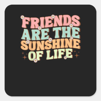 Matching Besties Blume Friends sind die Sonnensche Quadratischer Aufkleber