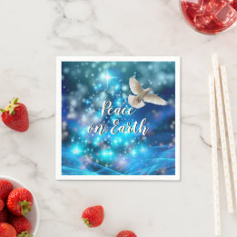 Matching Blue Dove Peace Weihnachtscocktail Serviette