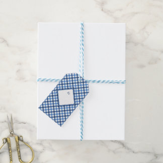 Matching Blue Gingham Diamant Tags Geschenkanhänger