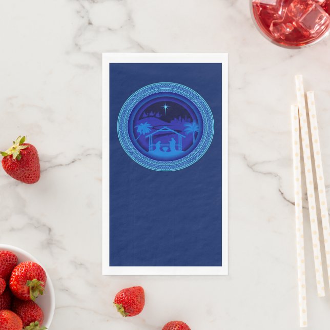 Matching Blue Nativity Weihnachten Serviette (Beispiel)