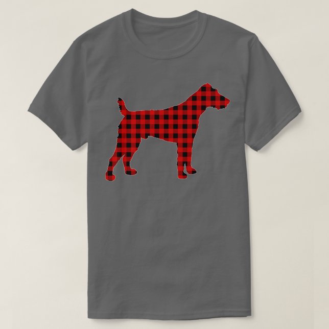 Matching Buffalo Kariert Fox Terrier Dog Christmas T-Shirt (Design vorne)