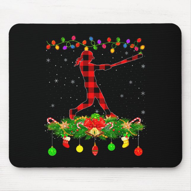 Matching Buffalo Plaid Softball Srts Christmas Paj Mousepad (Vorne)