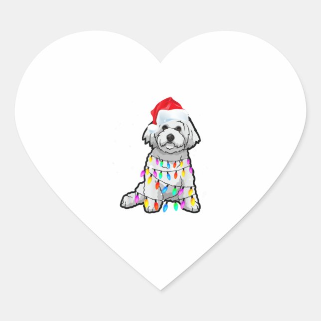 Matching Christmas Pajama T Shirt Bichon Frise Dog Herz-Aufkleber (Vorderseite)