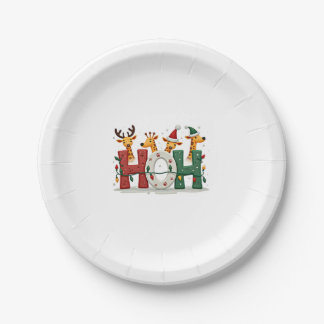Matching Christmas Santa Hat Ho Ho Ho Giraffe Anim Pappteller