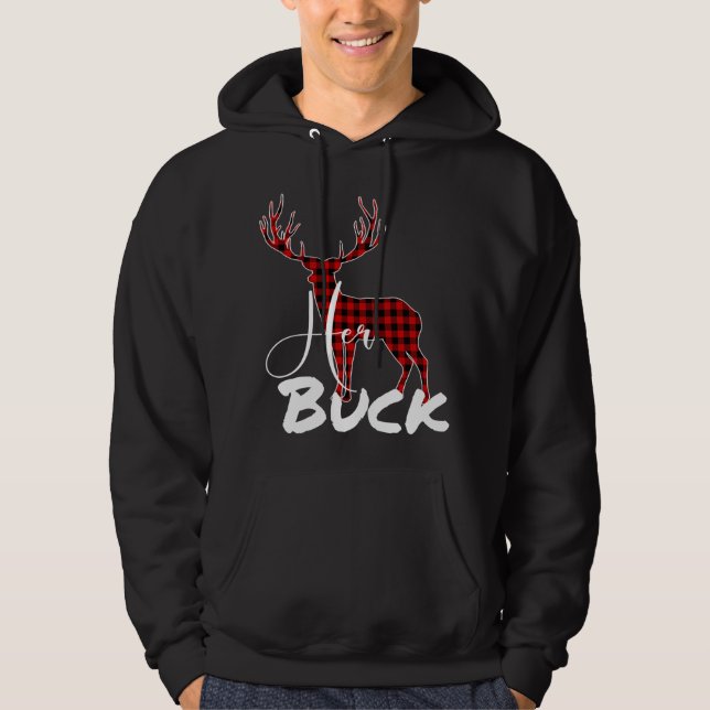 Matching Couples Christmas Pajamas Buffalo Kariert Hoodie (Vorderseite)