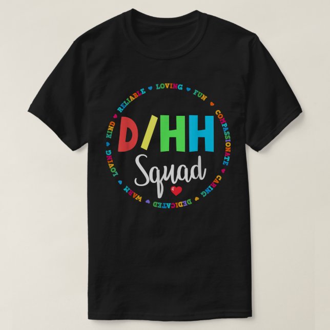 Matching DHH Lehrer Deaf hart zu hören ASL Squa T-Shirt (Design vorne)