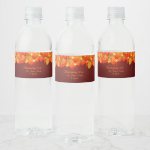 Matching Erntedank Orange Leaf Jahr Wasser Wasserflaschenetikett