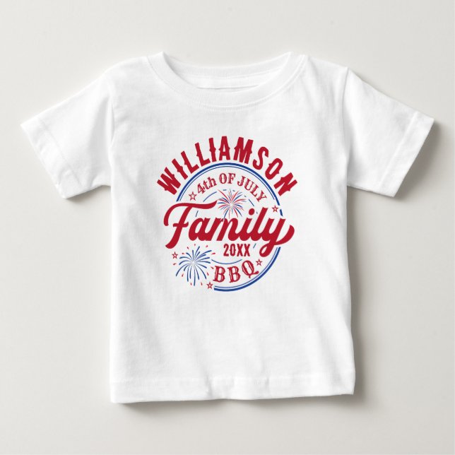 Matching Familienname 4. Juli Red White Blue Baby T-shirt (Vorderseite)