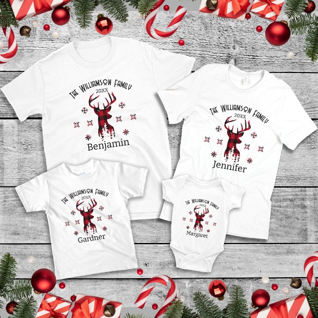 Matching Familienname Datum Weihnachten Buffalo Ka Baby T-shirt (Von Creator hochgeladen)